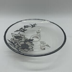 Vintage Viking Rockwell Silver Company Peony Sterling Overlay 3 Footed Dish MCM